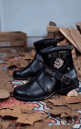 Klassische Herren Boots Elliot in Schwarz, vielseitig für Alltag und Business. Retro-Design für Männer.