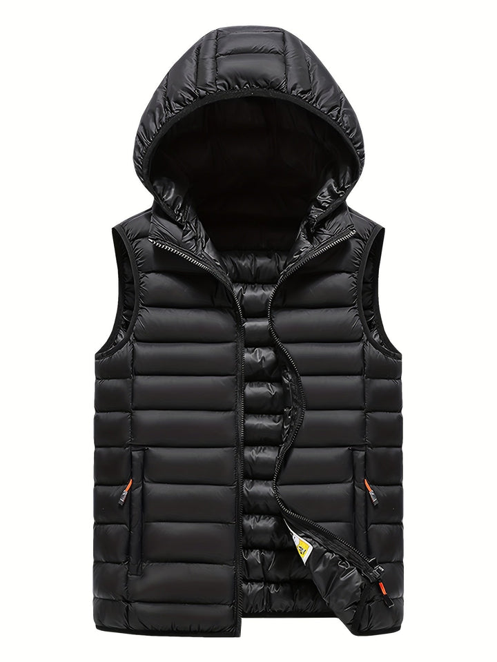 Leichte Herren Steppweste mit Kapuze, perfekt als Lagenlook oder Outdoor-Begleiter.