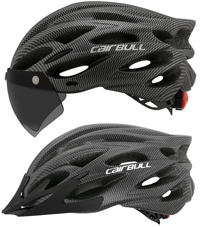 Unisex Fahrradhelm mit integriertem LED Rücklicht & schützendem Visier für sicheres Radfahren & Outdoor-Sport.