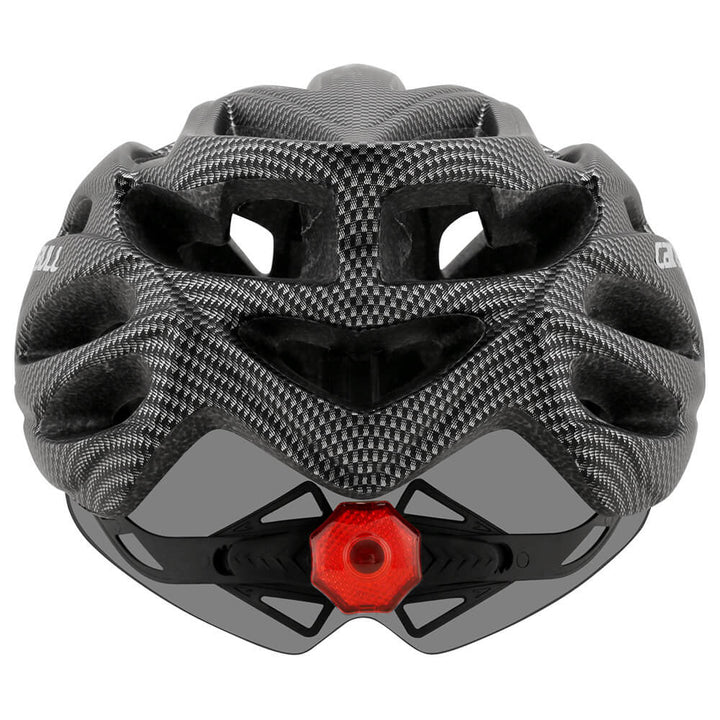 Fahrradhelm mit abnehmbarem Visier und einstellbarem LED Licht, optimiert für Sicherheit und Sicht bei Tag & Nacht.