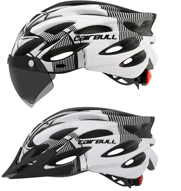 Vielseitiger Unisex-Fahrradhelm mit robuster Außenschale, stoßfestem Design & praktischem Visier.