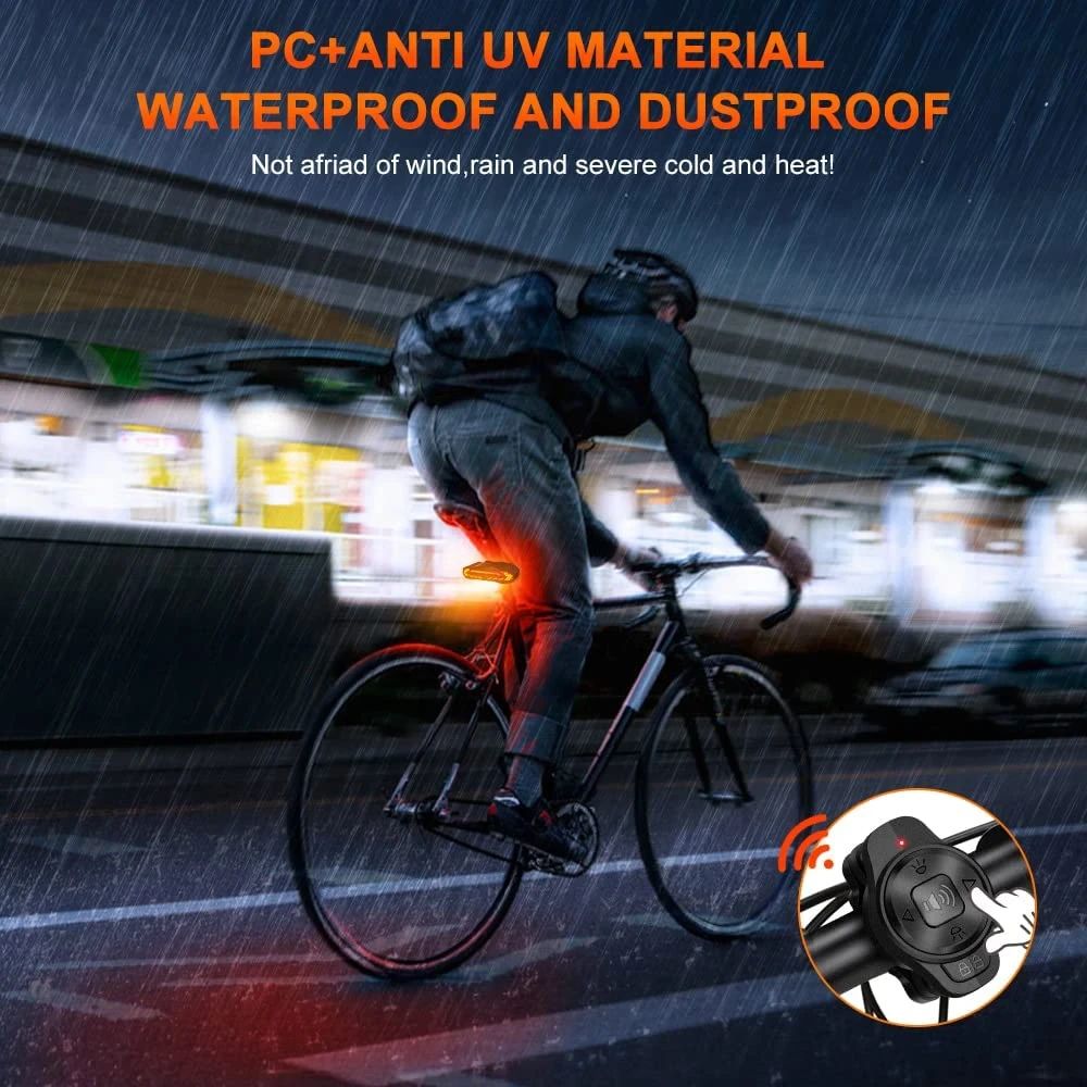 Fahrrad Smart Rücklicht mit variablen LED-Lichtmodi, Diebstahlschutz, Blinker und automatischem Bremslicht.