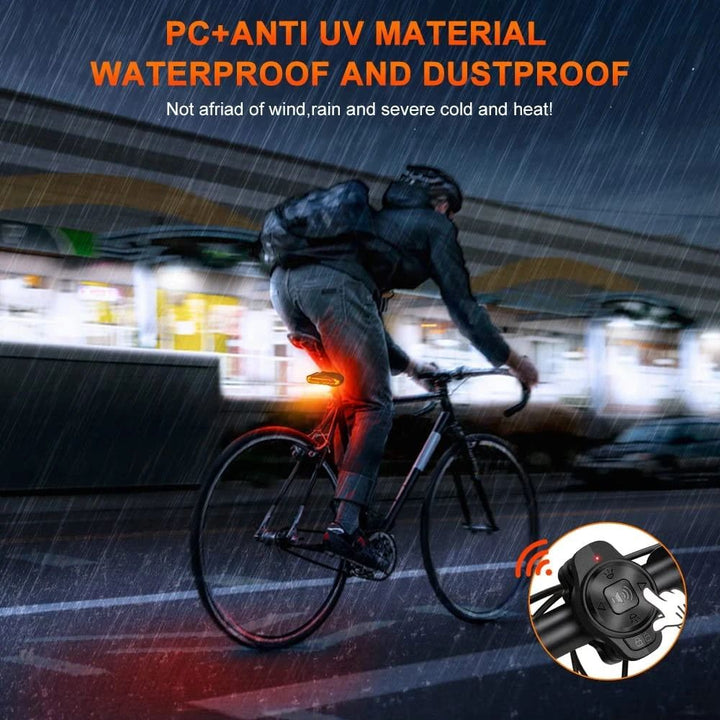 Fahrrad Smart Rücklicht mit variablen LED-Lichtmodi, Diebstahlschutz, Blinker und automatischem Bremslicht.