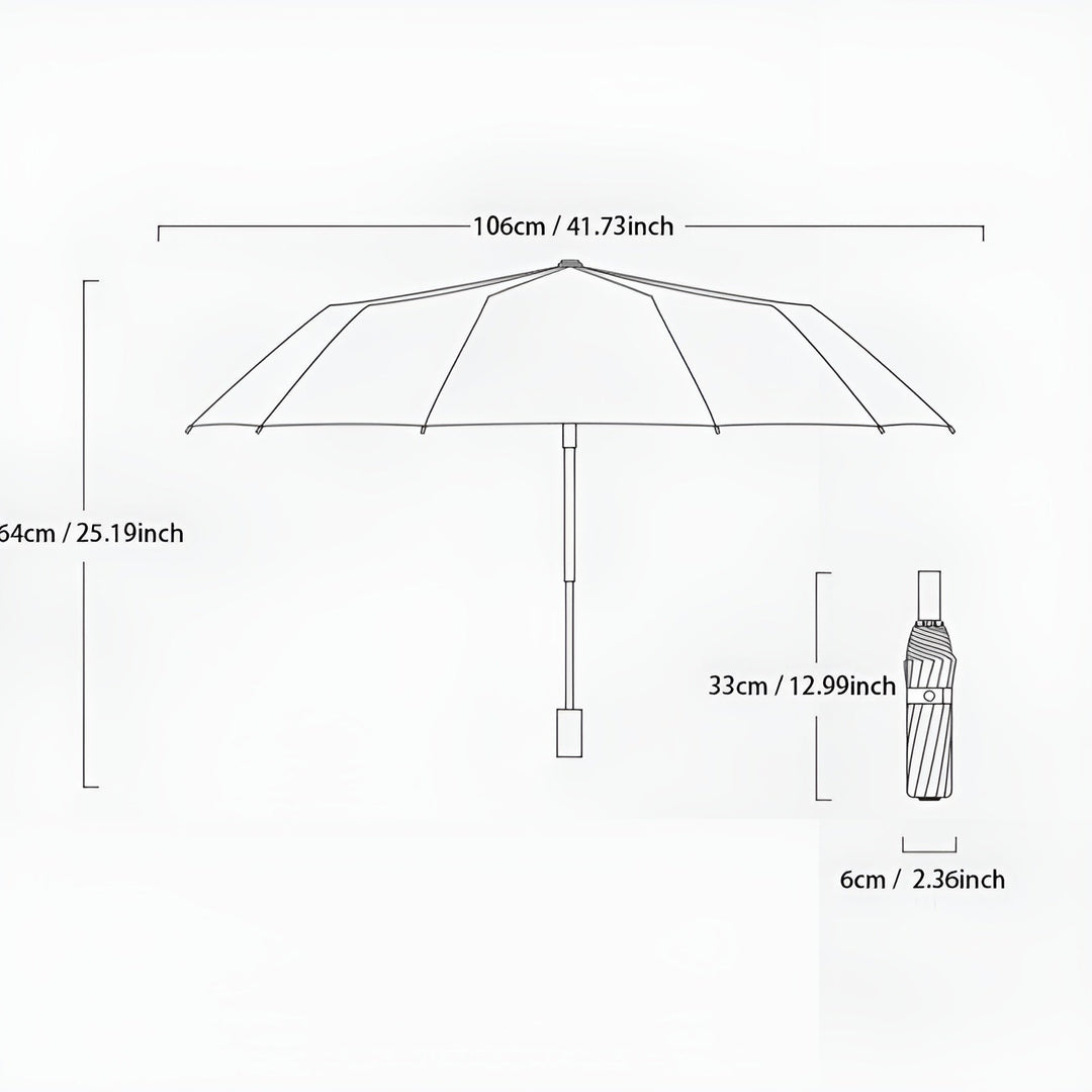 Robuster Faltregenschirm wetterfest und windstabil, mit automatischem Öffnen & UV-Schutz.