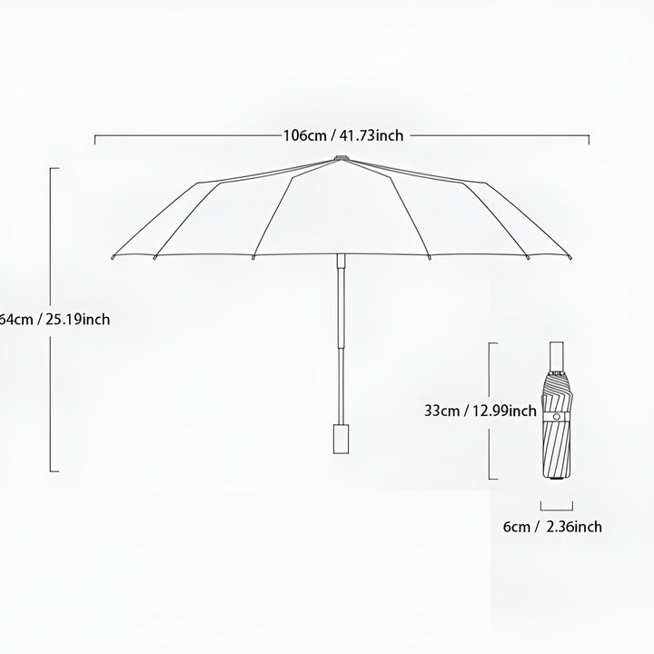 Robuster Faltregenschirm wetterfest und windstabil, mit automatischem Öffnen & UV-Schutz.