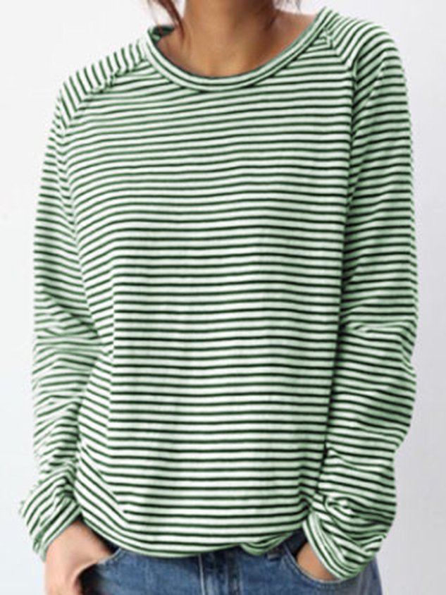 Weiches Damen Langarm-Top gestreift, bequeme loose fit Passform für stilvollen Komfort.