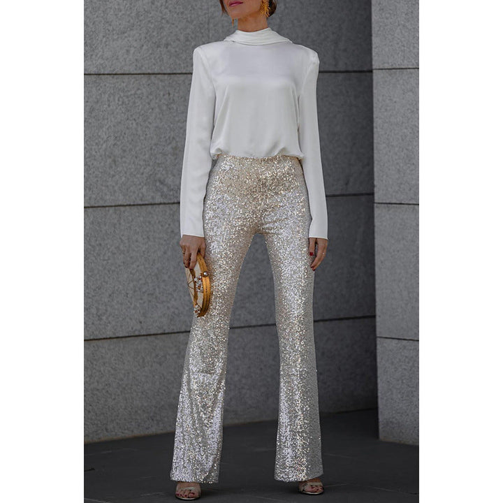 Moderne Damen Party-Schlaghose mit Glitzer, perfekt für festliche Anlässe & ein auffälliges Fashion-Statement.