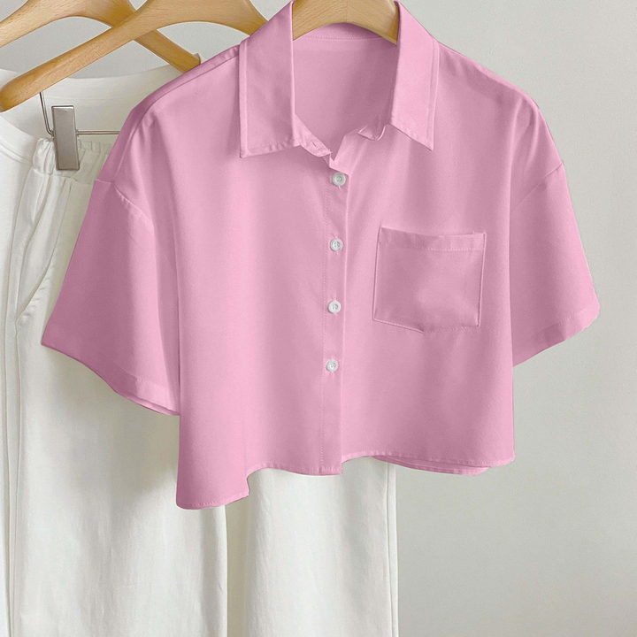 Komfortable Damen Cropped Kurzarm Bluse, modisches Oberteil für den Alltag.