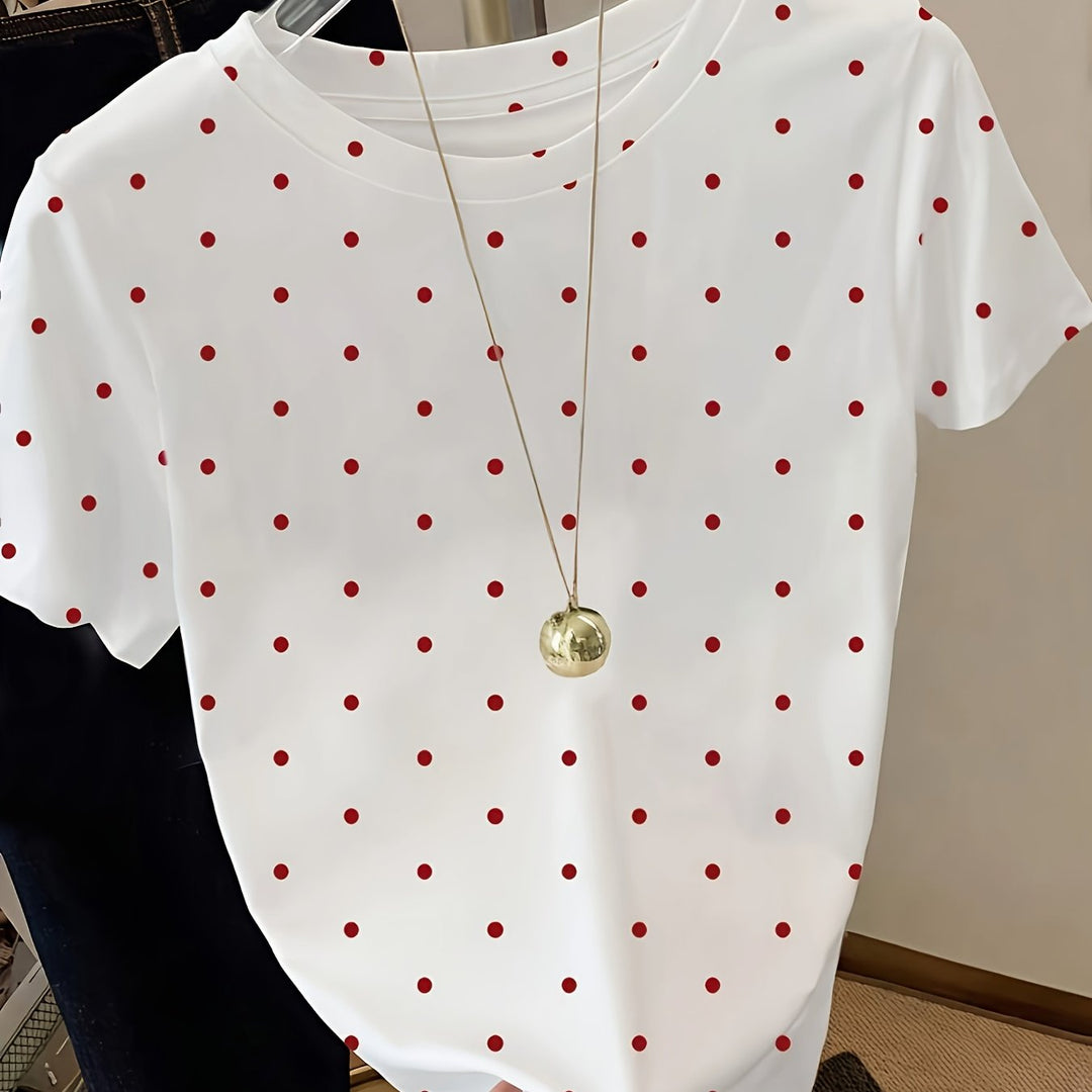 Modisches Damen T-Shirt mit Polka Dots, ideal für einen mühelos schicken Freizeit-Look.