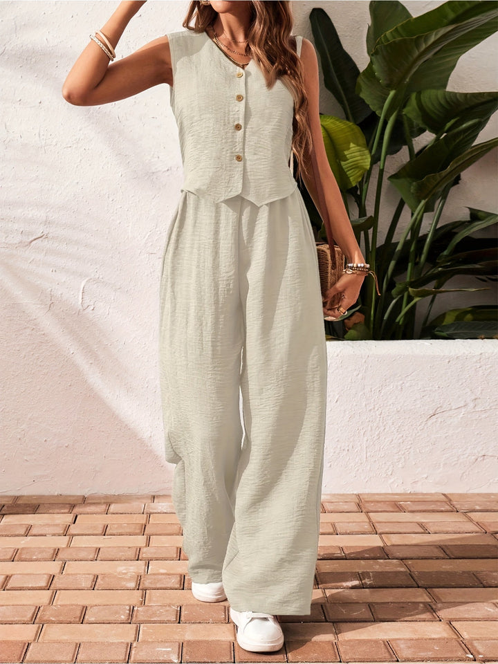 Fashion Zweiteiler für Damen: elegante Weste und bequeme Hose. Vielseitig für Alltag & Freizeit.