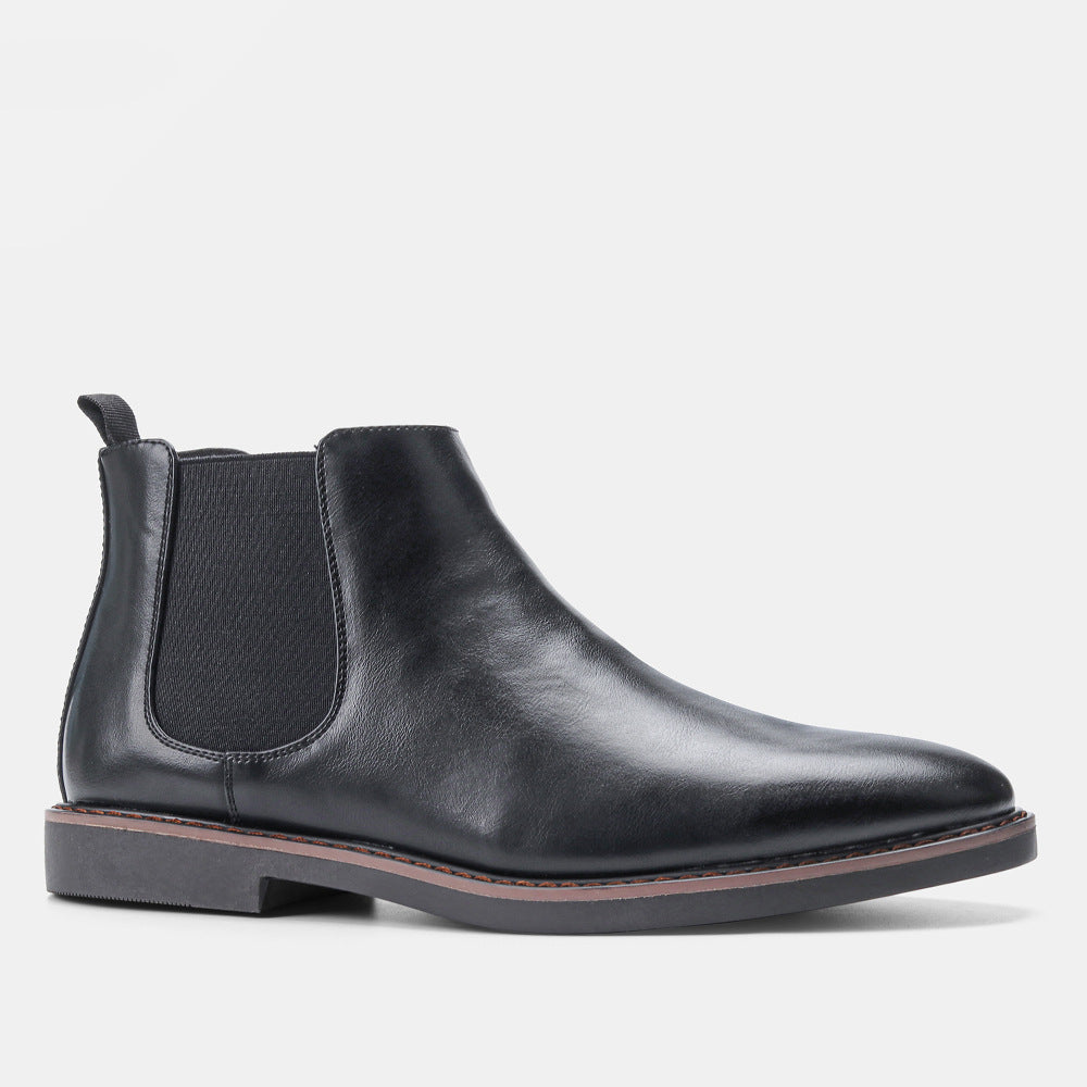 Elegante Herren Chelsea Boots aus hochwertigem Leder in Schwarz, ideal für Herbst und Winter, mit Slip-on Design.