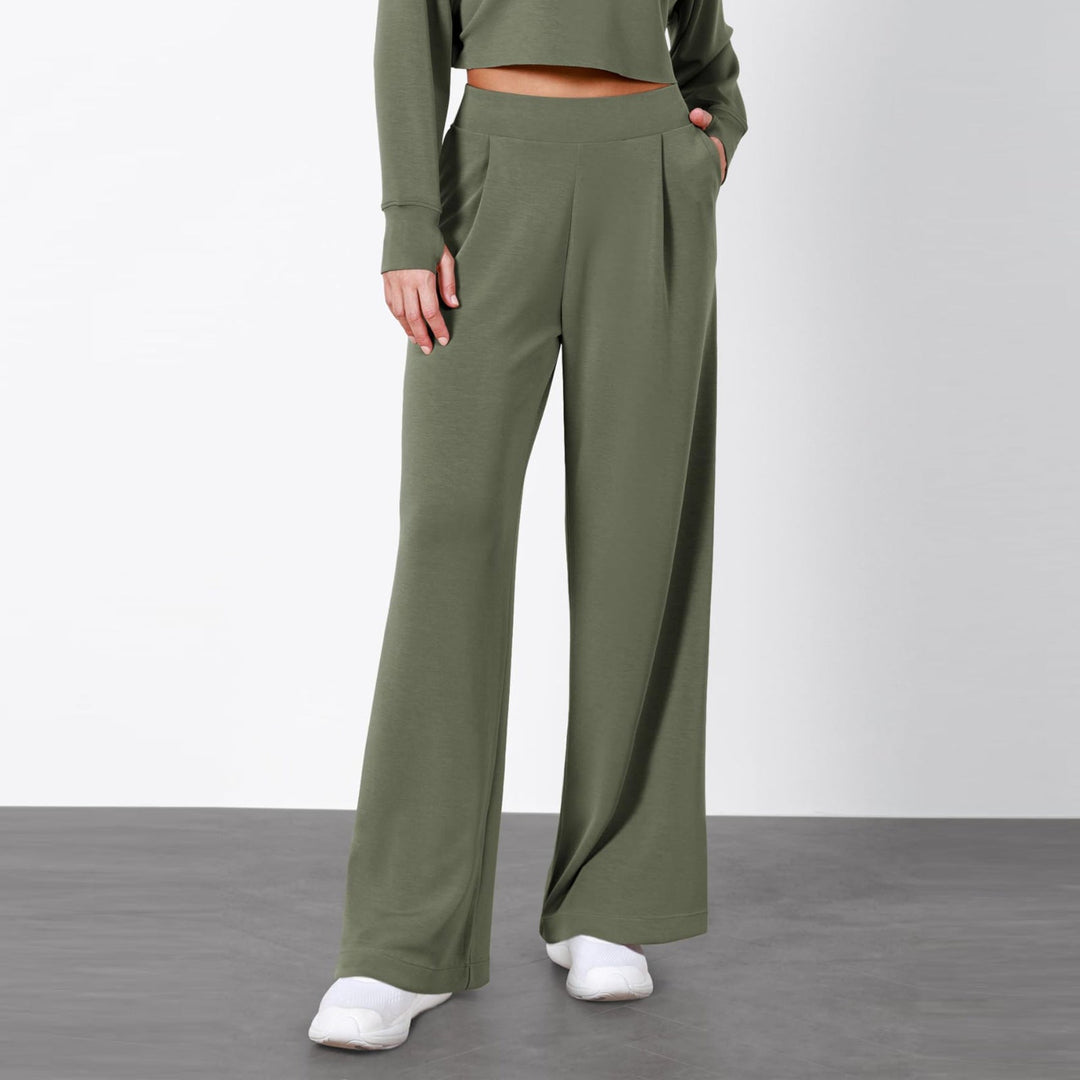 Bequeme Damen Hose mit hohem Bund, geradem Bein. Ideal für lange Bürotage, bietet Eleganz & maximalen Komfort.