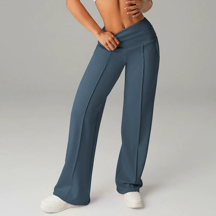Elegante Business-Hose für Damen, weites Bein, hoher Bund, bequem und professionell.
