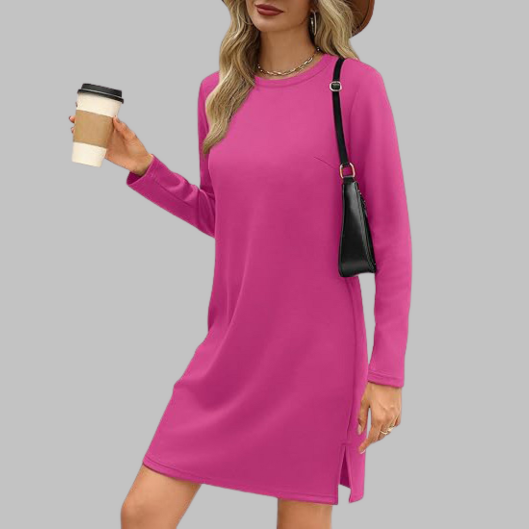 Vielseitiges Damen Minikleid, festlich & schick. Langarm-Herbstkleid für Hochzeitsgast oder Party.