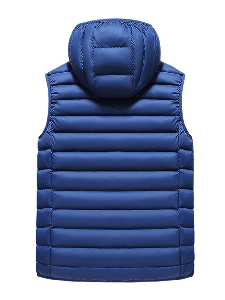 Warme Herrenweste mit Kapuze für Herbst & Winter. Ideal für Freizeit & Sport.