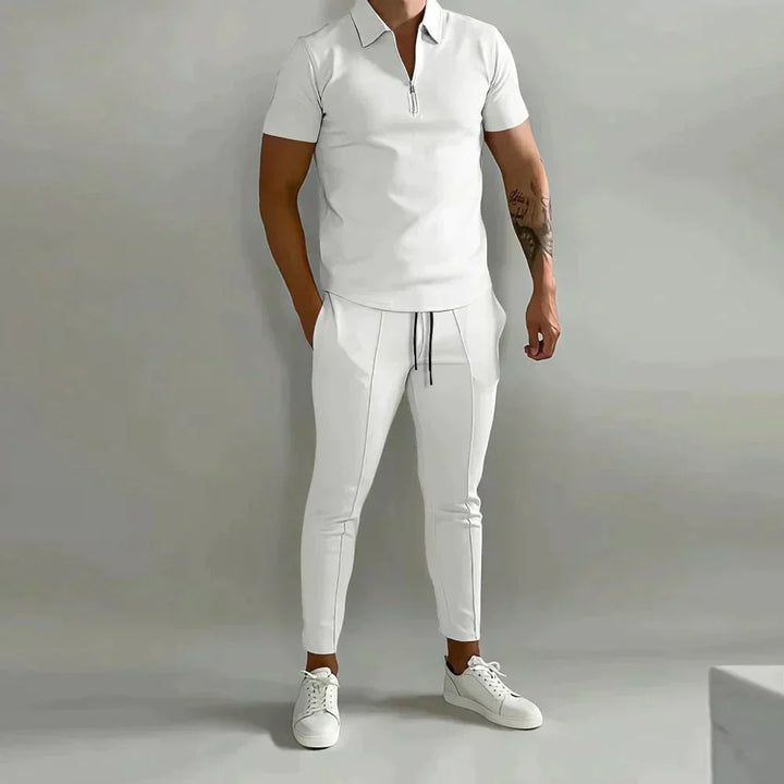 Modernes Herren Leinen-Hemd und Hose Set "Adrian", ein luftiger Begleiter für stilvolle Sommerlooks.