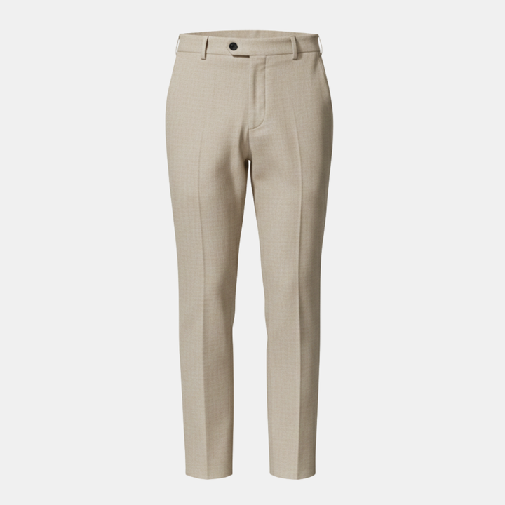 Klassische Herren Stoffhose in Weiß, Marineblau oder Beige, elegant und bequem für den Sommer.