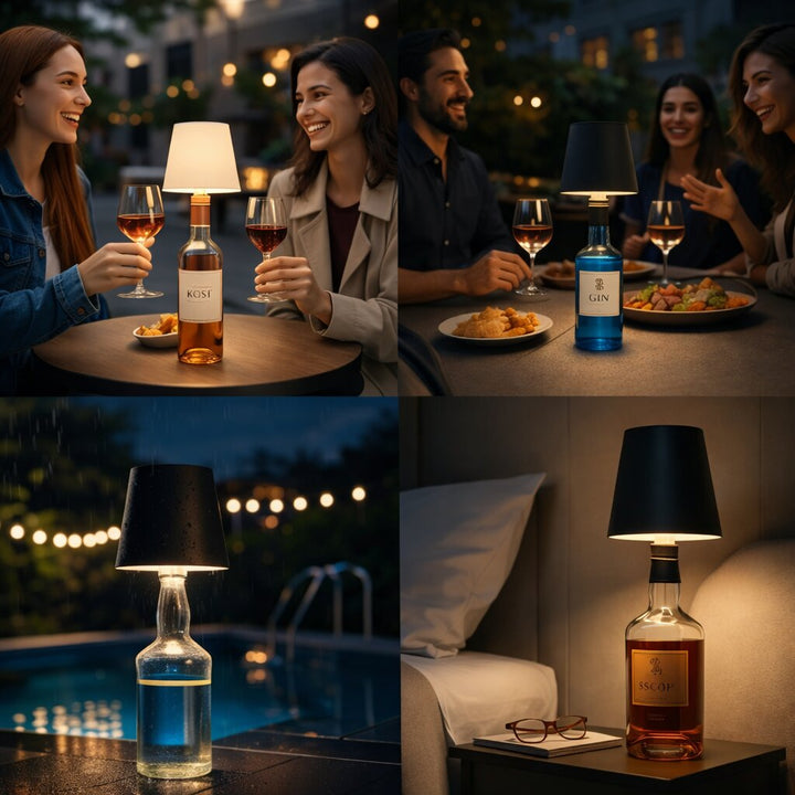 Gemütliche Akku-LED-Lampe, kabellos, vielseitig einsetzbar als Tischleuchte.