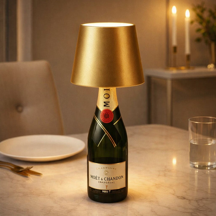 Dekorative Akku-Tischlampe, kabellose LED Flaschenleuchte für stimmungsvolle Akzente.
