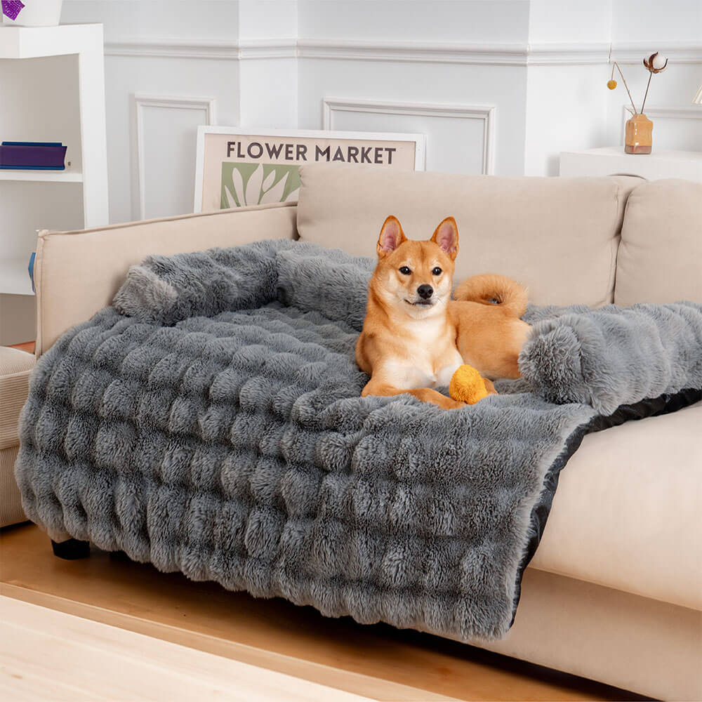 Großes, rundes Hundebett aus Plüsch, weich und komfortabel für alle Hunderassen.