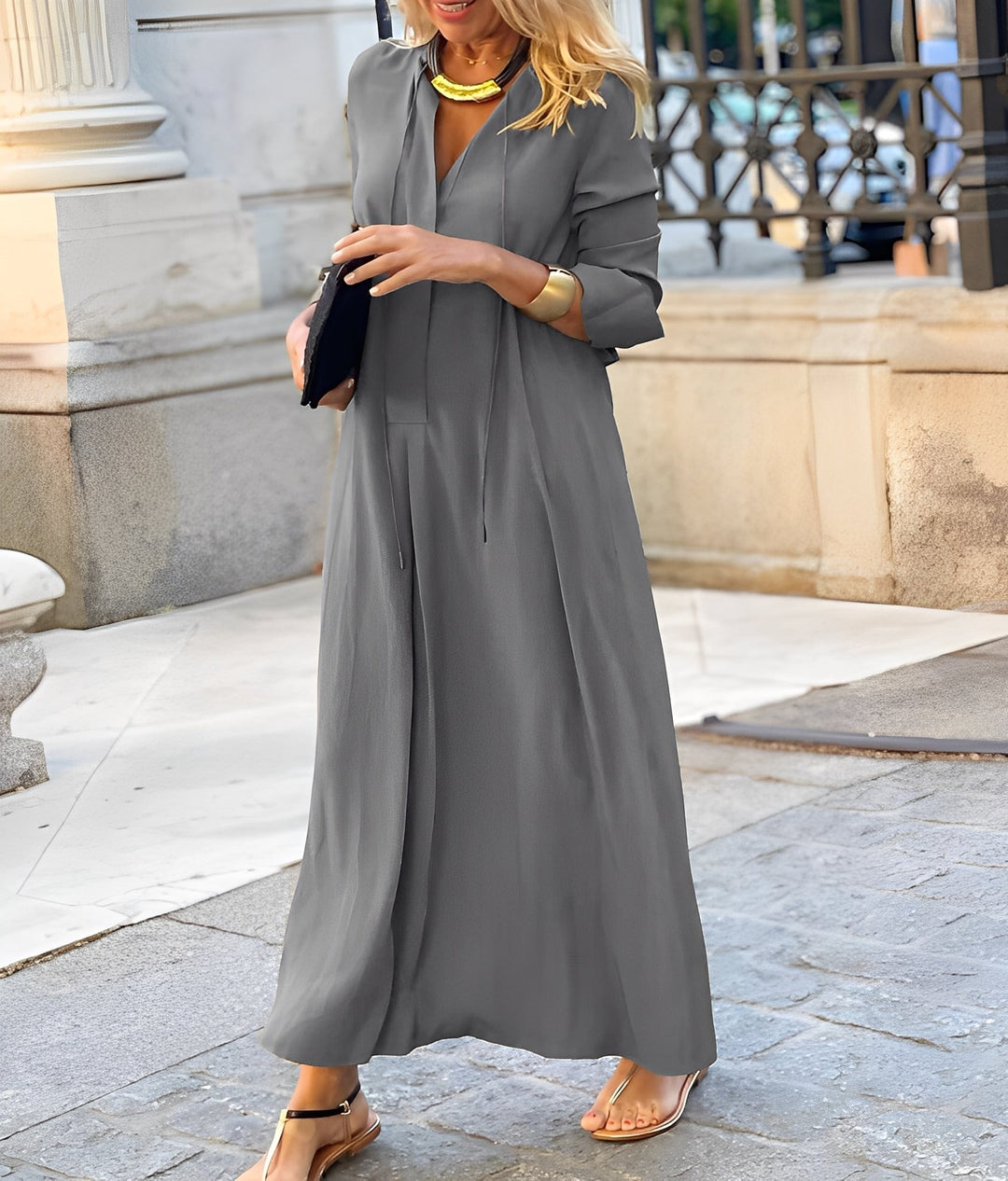 Bequemes Sommer Maxikleid für Damen, ein vielseitiges, fließendes Kleid für Frühling und Strand.