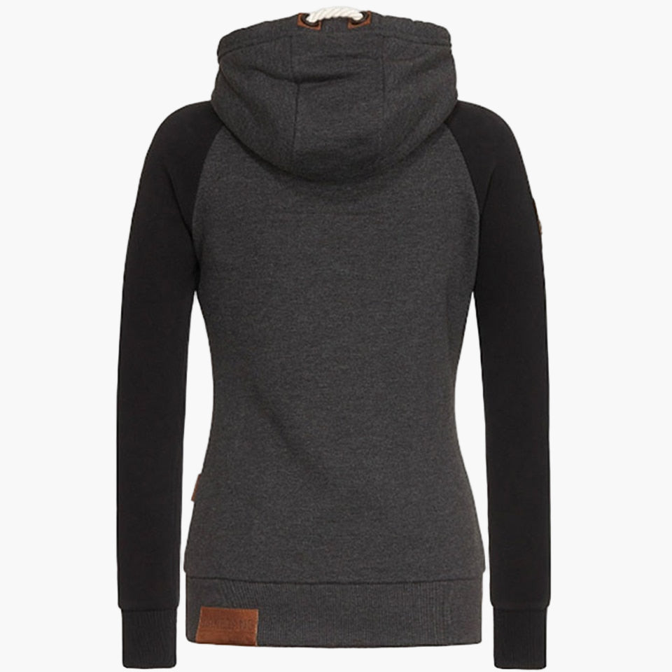 Stilvolle Damen Kapuzenjacke mit Reißverschluss. Sportlicher Langarm-Hoodie für Herbst & Winter.