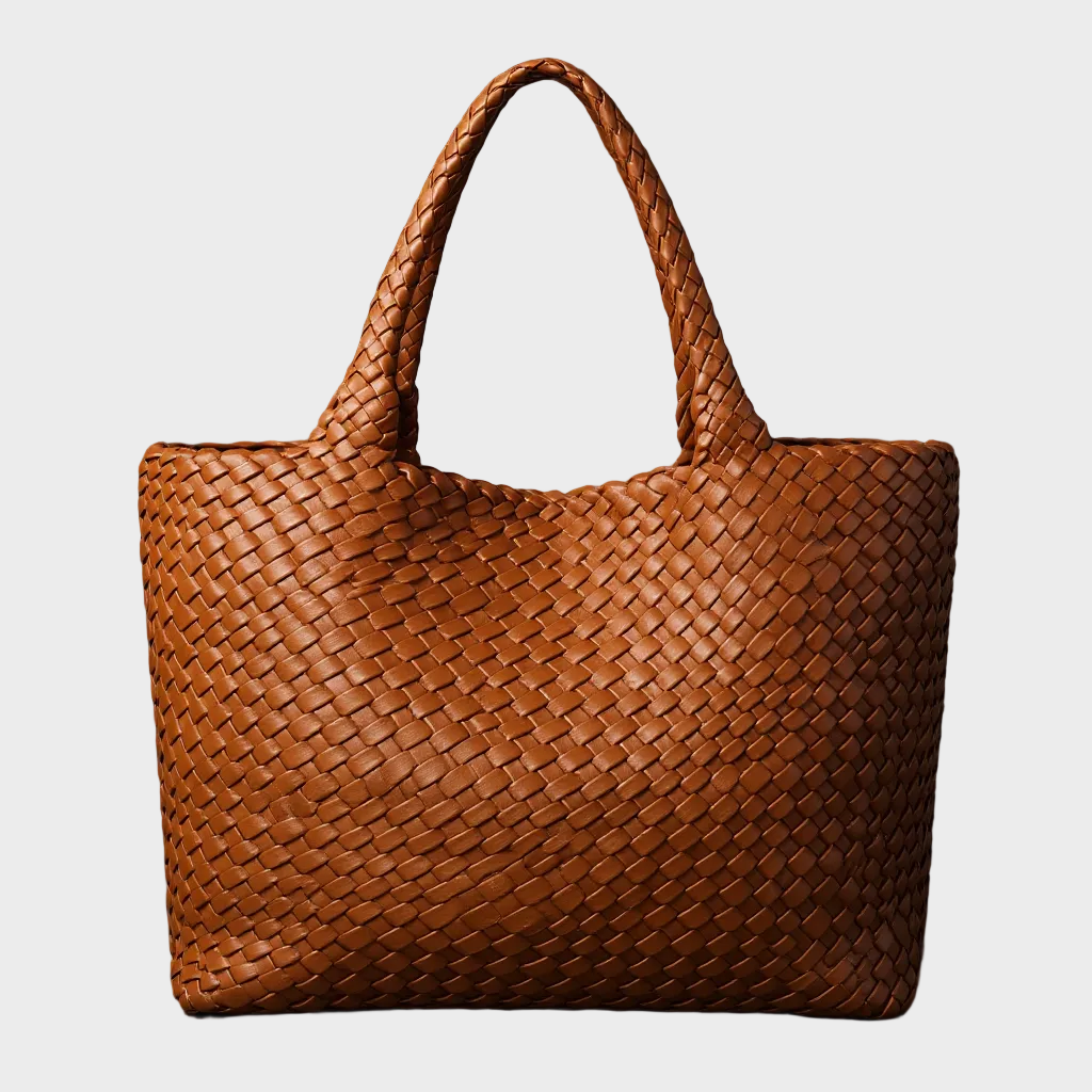 Damen Geflochtene Leder Schultertasche: Elegante, geräumige Handtasche aus Premium Leder für den Alltag.