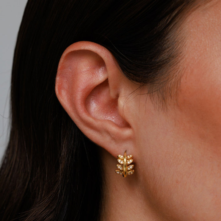 Hypoallergene Goldohrringe für Damen mit Zirkon. Perfekte, wasserfeste Alltagsohrringe für empfindliche Ohren.
