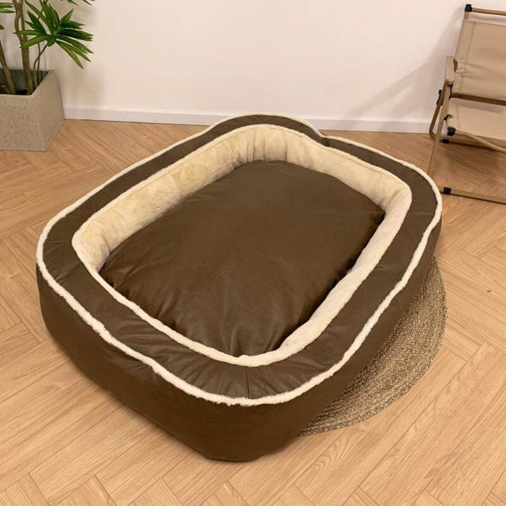 Hochwertiges orthopädisches Hundebett in Dunkelbraun, langlebig und stylish, für den besten Schlaf Ihres Haustieres.