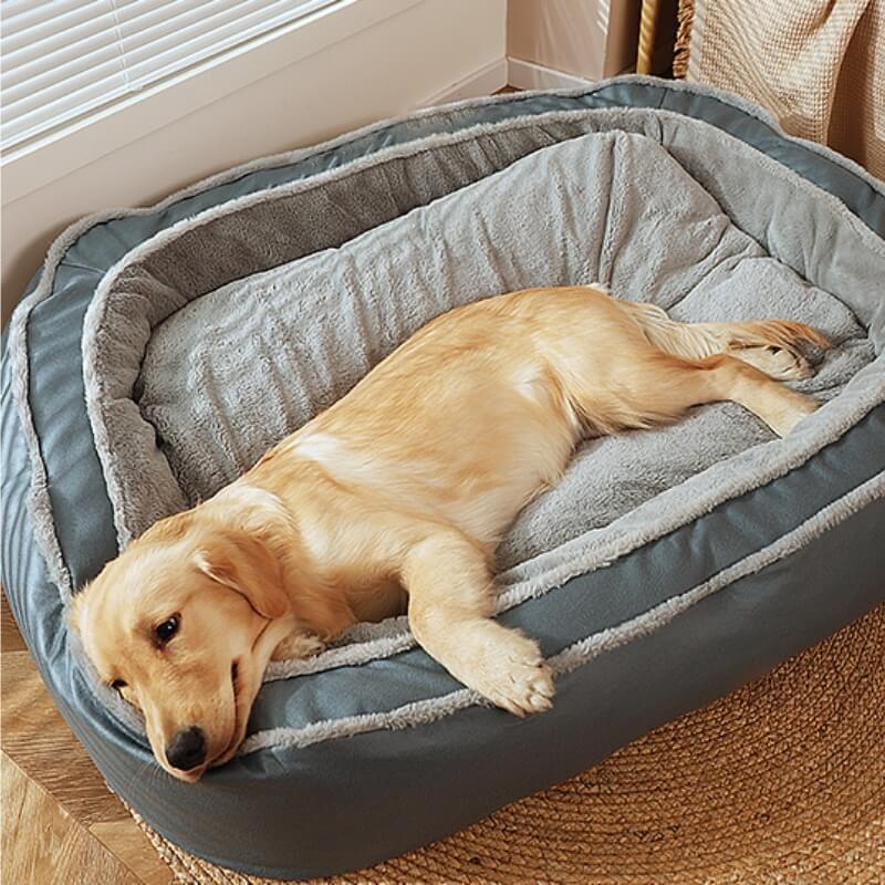 Waschbares orthopädisches Hundebett, dunkelbraun, mit robustem, abnehmbarem Bezug für einfache Reinigung.