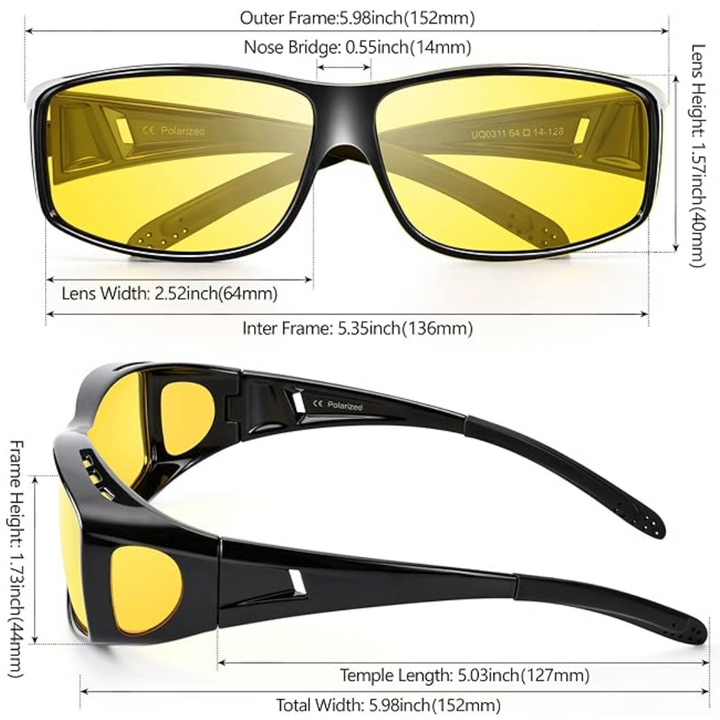 Optimale Sicht in Dunkelheit mit dieser polarisierten Nachtfahrbrille. Blendfrei & komfortabel.