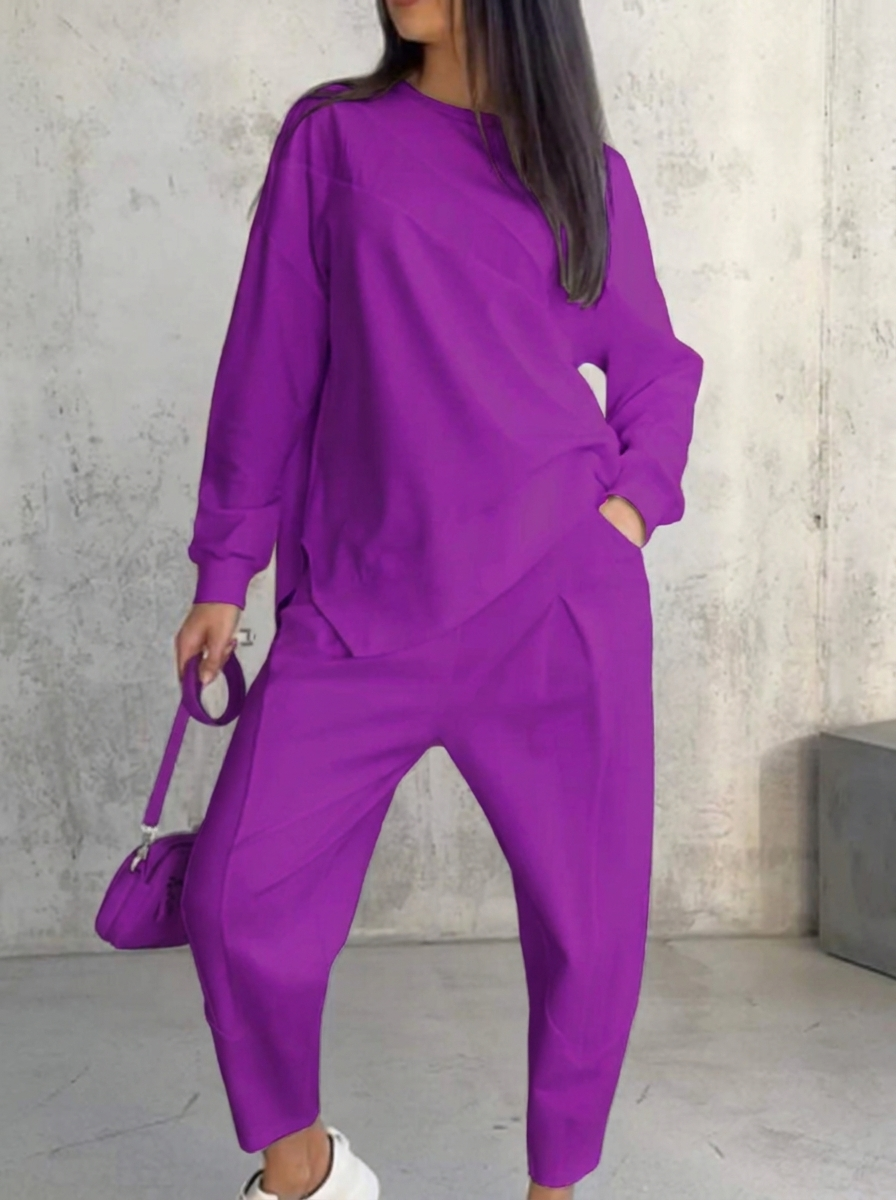 Gemütliches Damen Freizeit-Set Marie. Zweiteiler: Langarm-Oberteil & Hose für bequemen Komfort im Alltag oder Homewear.