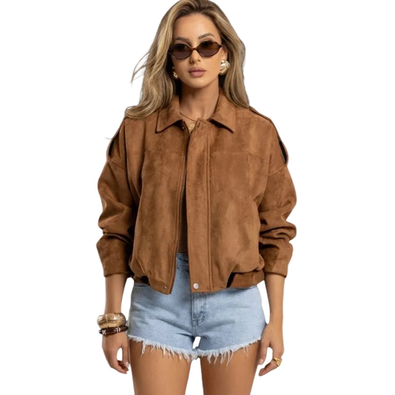 Damen Bomberjacke klassisch & stylisch. Leichte Freizeitjacke mit Reißverschluss, ideal für elegante Streetwear im Herbst/Frühling.