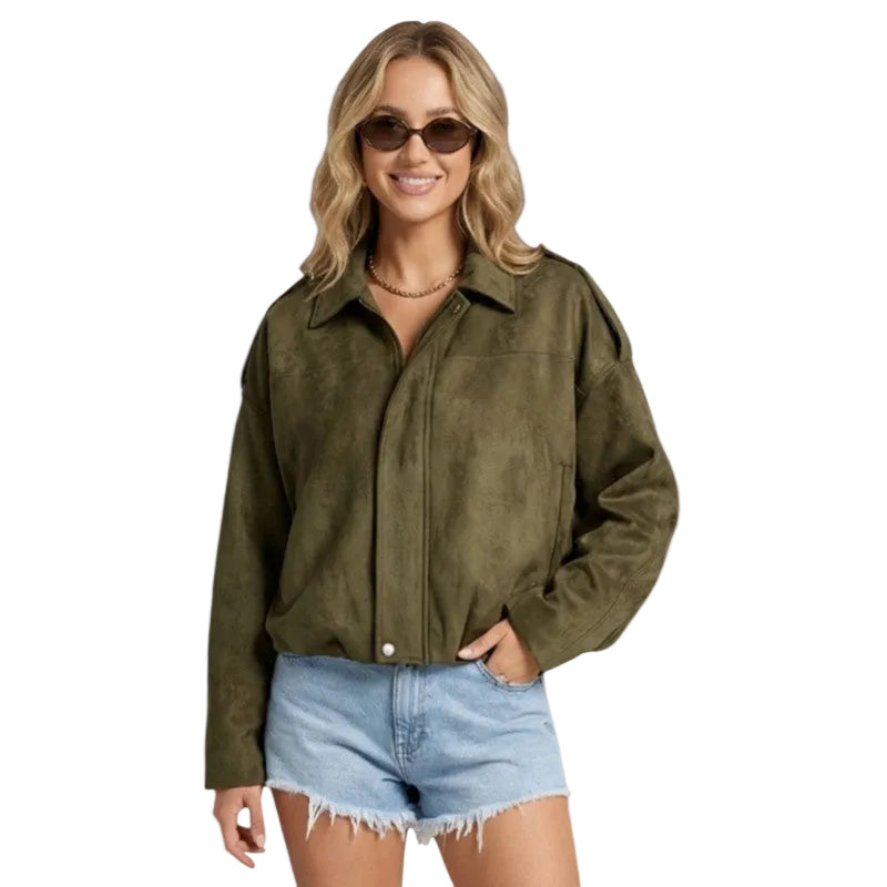 Modische Damen Frühjahrs- & Herbstjacke: Elegante Bomberjacke, leicht, mit Reißverschluss. Perfekt als stylische Alltagsjacke.