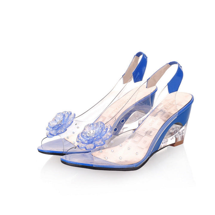 Bequeme Glitzer Keilsandaletten für Damen, elegant mit Fischmund-Design, ideal für sommerlichen Alltag & Mode.