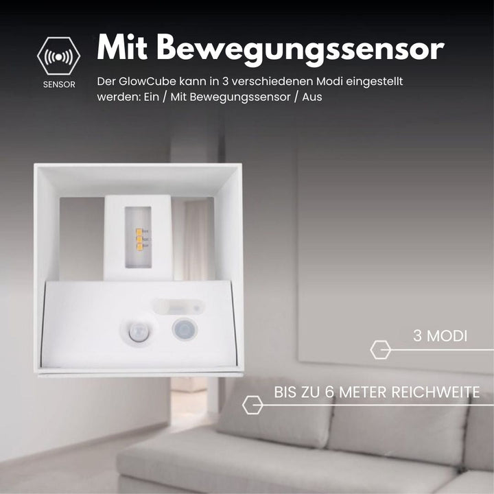 Dimmbare kabellose LED Wandleuchte mit Touch-Steuerung, Akku und Bewegungssensor für individuelle Helligkeit.