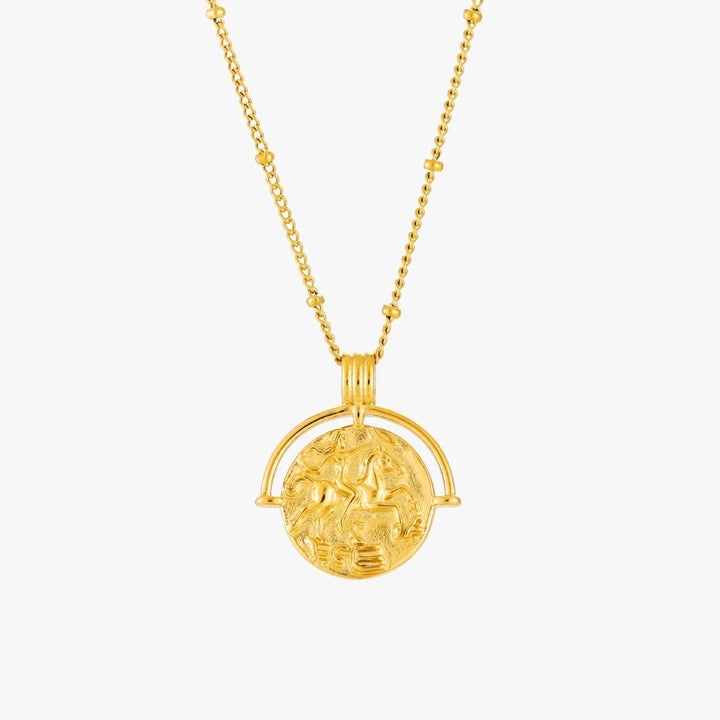 Elegante goldene Damen-Halskette, Medaillon mit Vintage-Design, aus wasserfestem Edelstahl-Schmuck.