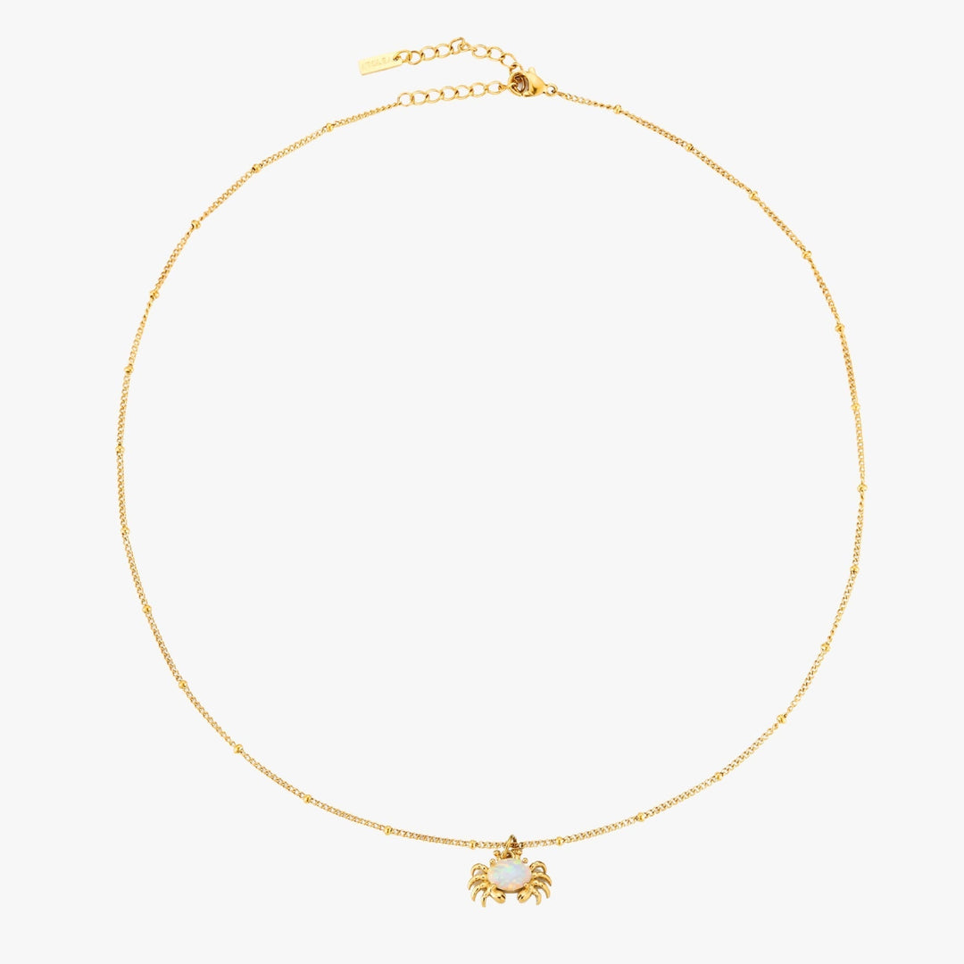 Goldene Damenkette aus wasserfestem Edelstahl, mit einzigartigem Seestern-Anhänger in Opaloptik.