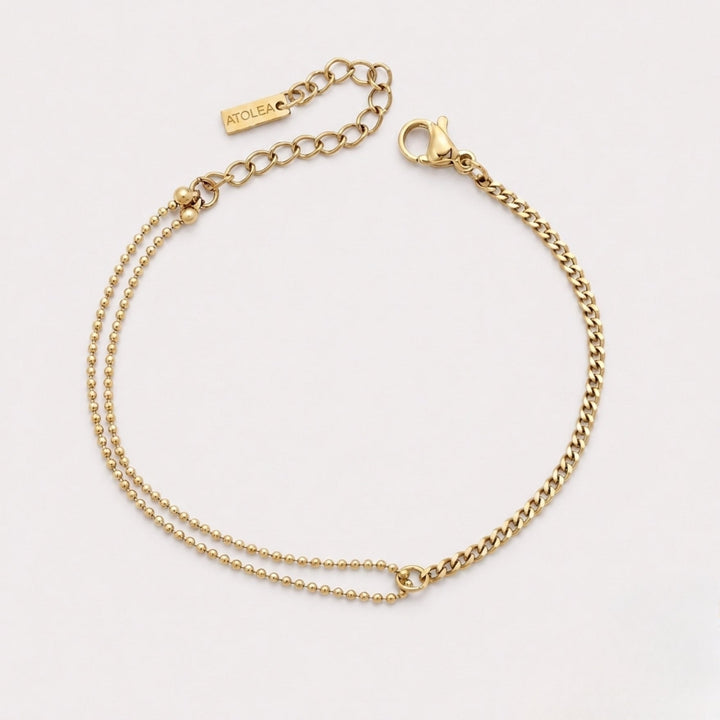 Elegantes doppellagiges Damenarmband Gold & Silber. Wasserfester Edelstahlschmuck, ideal für Frauen.