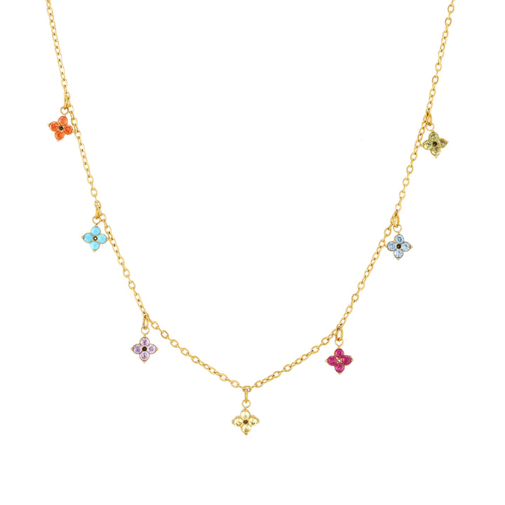 Modische Choker Halskette mit Blumen & Zirkonia. Ideal als Layering-Kette oder Sommer-Accessoire für Damen.