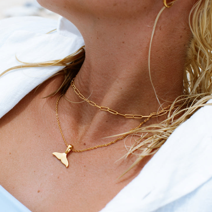 Silberne Gliederkette Damen im Paperclip Design, verstellbar & wasserfest. Hypoallergener Edelstahlschmuck.