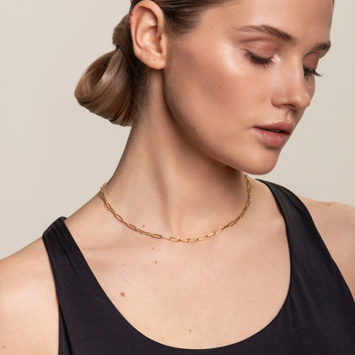 Trendige Paperclip Halskette für Damen, Edelstahl Gold oder Silber, verstellbar und elegant. Vielseitig.