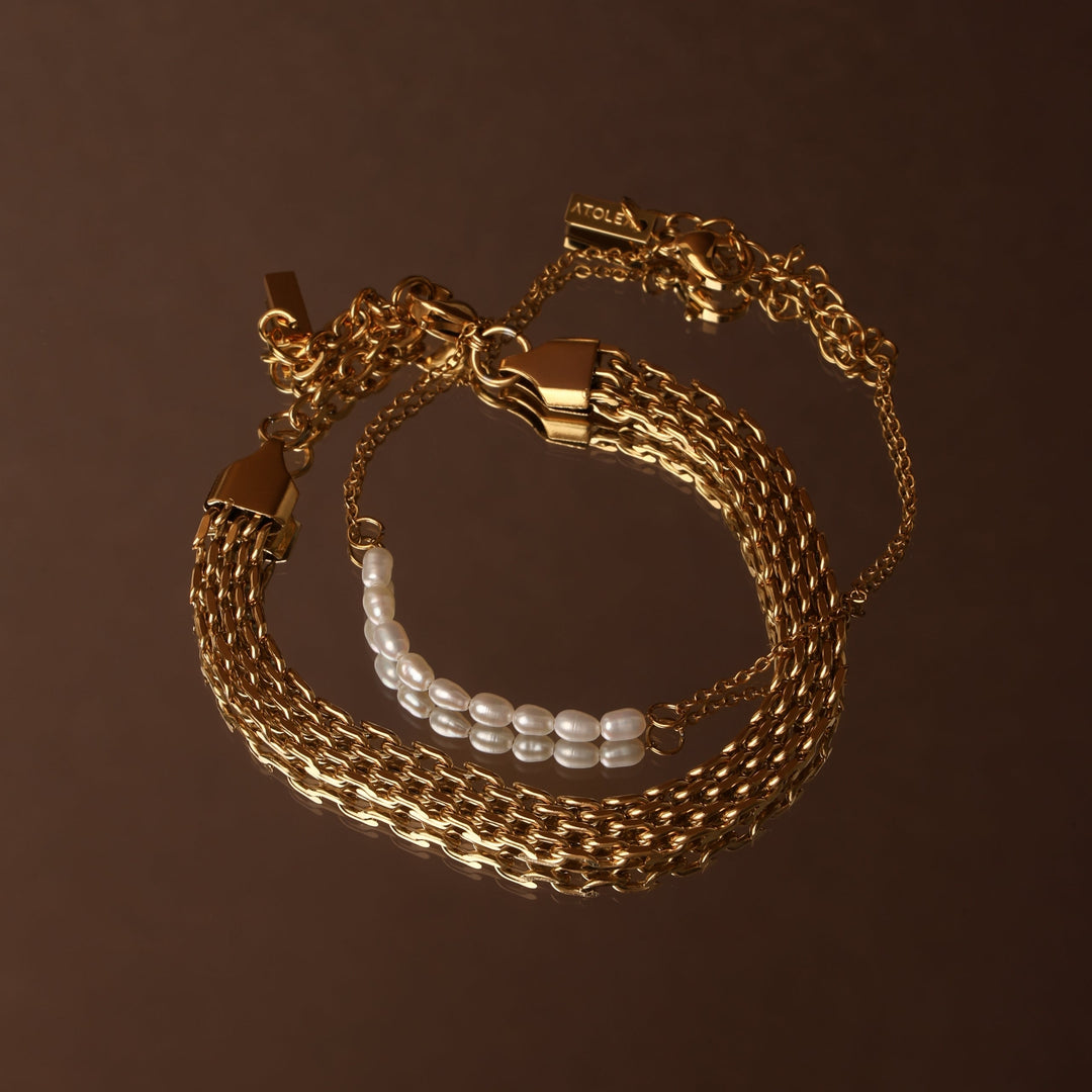 Vielseitiges Gold-Silber Flechtarmband, Damen, wasserfestes Material, elegantes modisches Accessoire.