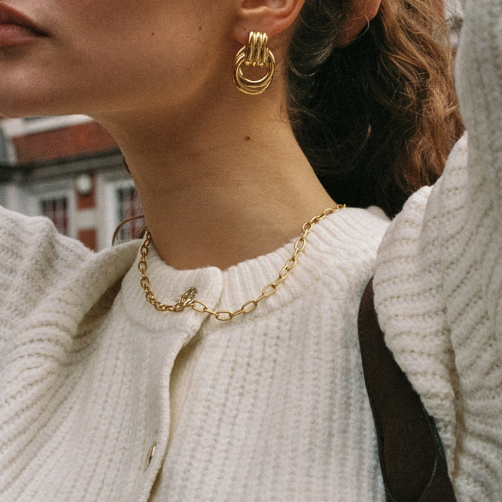 Moderner Damen Choker: goldene Paperclip Gliederkette, wasserfest & hypoallergen.