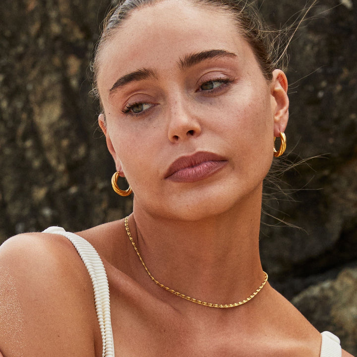 Verstellbare goldene Damen-Gliederkette aus wasserfestem Edelstahl, langlebiger Schmuck. Perfekt als moderne Halskette.