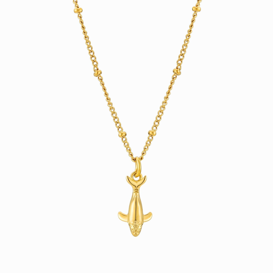 Elegante maritime Damenhalskette: Goldener Wal Anhänger aus wasserfestem Edelstahl Schmuck.