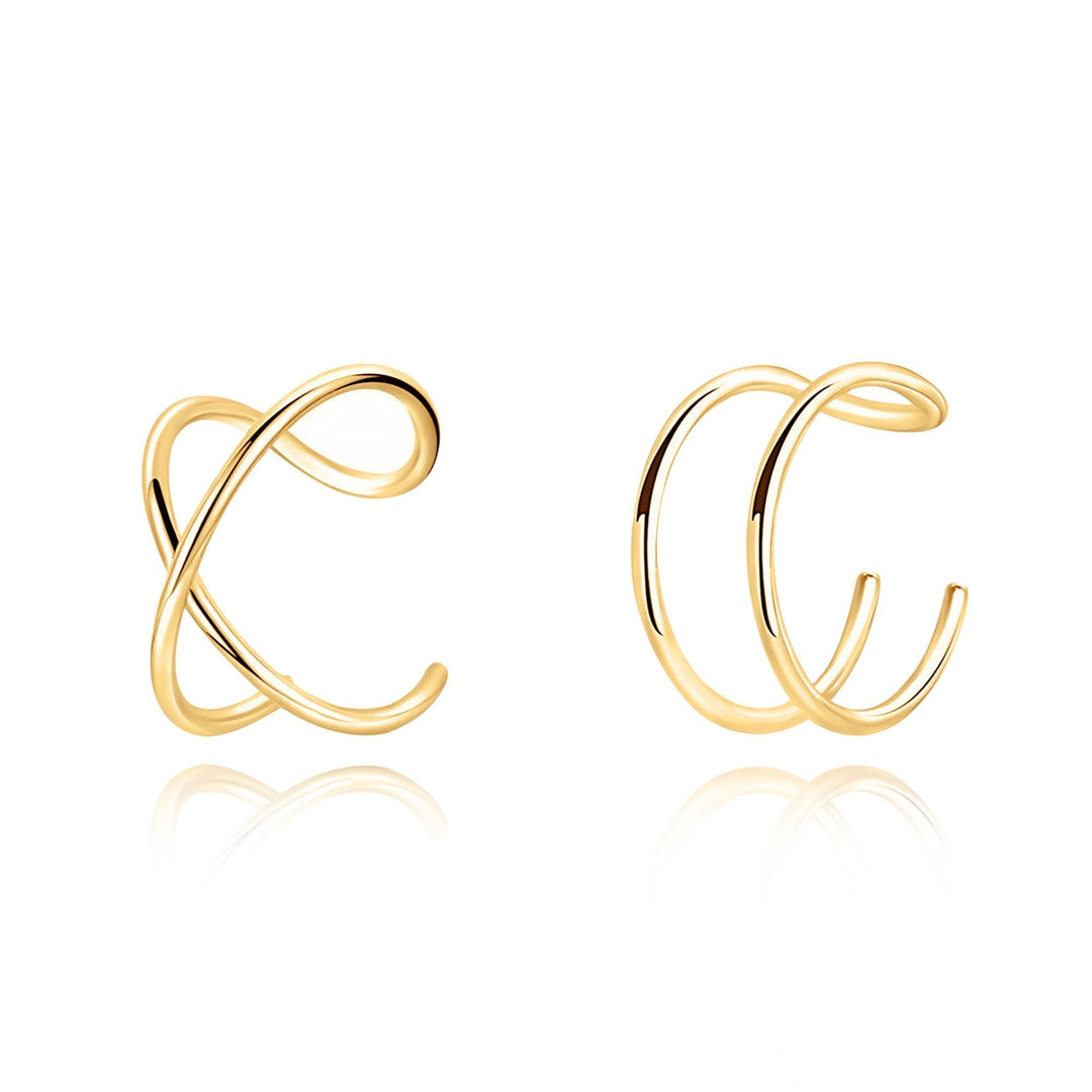 Silberne Damen Ohrclips, U- & X-Form. Modernes X-Design, elegant & bequem, ideal für empfindliche Ohren.