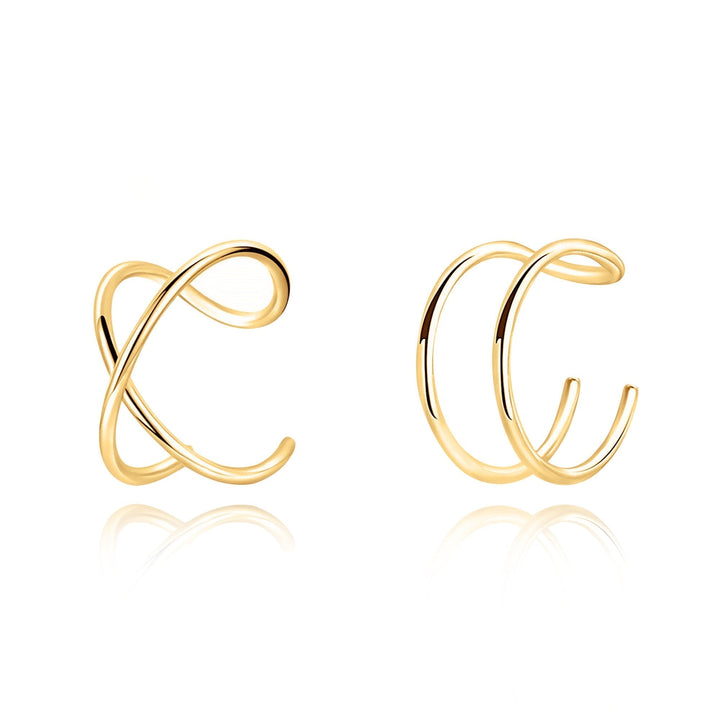 Silberne Damen Ohrclips, U- & X-Form. Modernes X-Design, elegant & bequem, ideal für empfindliche Ohren.