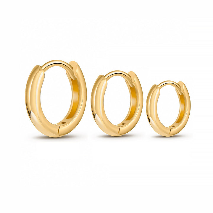 Modernes Damen Creolen Set (3 Ringe) in Silber- und Goldfarben; ein vielseitiges Schmuckset.