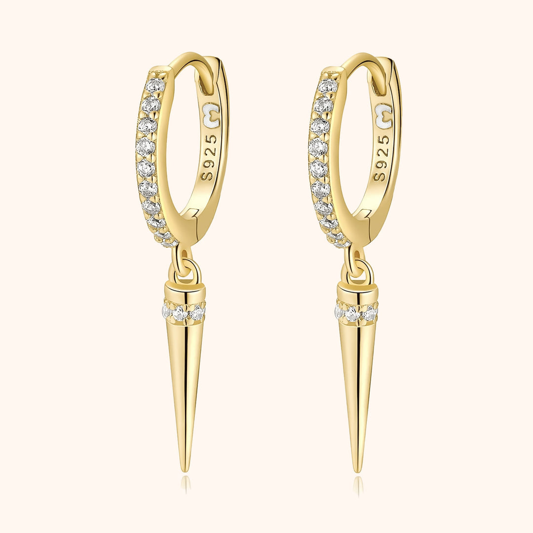 Funkelnde Damen Pendelohrringe mit eleganten Zirkonia-Steinen; idealer Damenschmuck aus vergoldetem 925er Sterlingsilber.